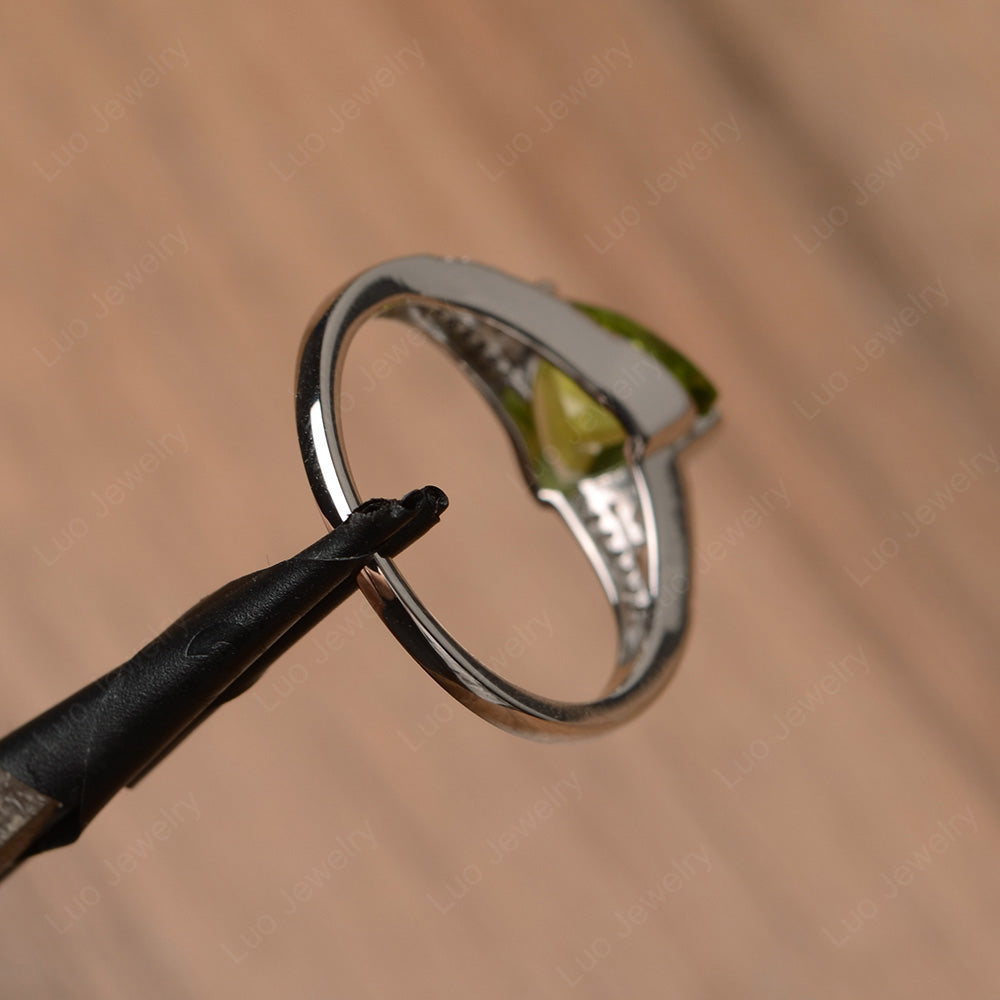 Trillion Cut Peridot Wedding Ring Silver - LUO Jewelry