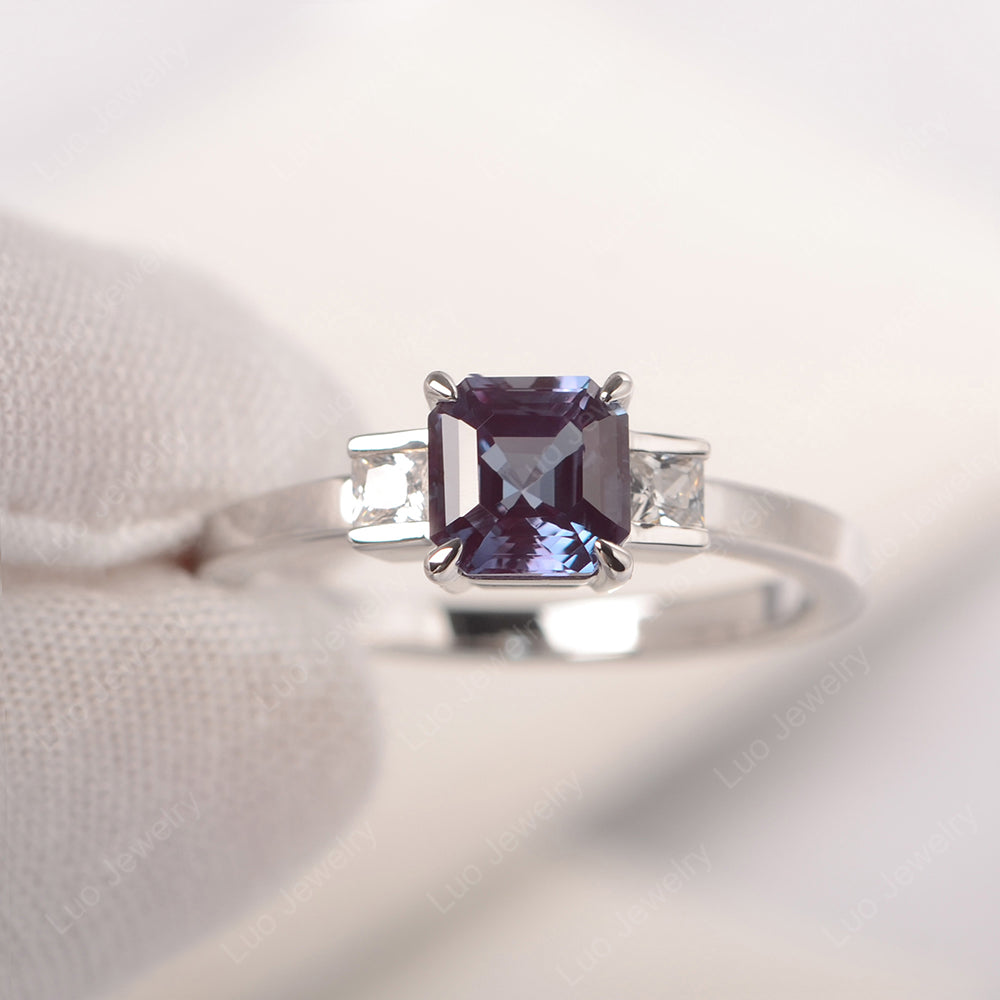 Alexandrite Engagement Ring Asscher Cut Ring - LUO Jewelry