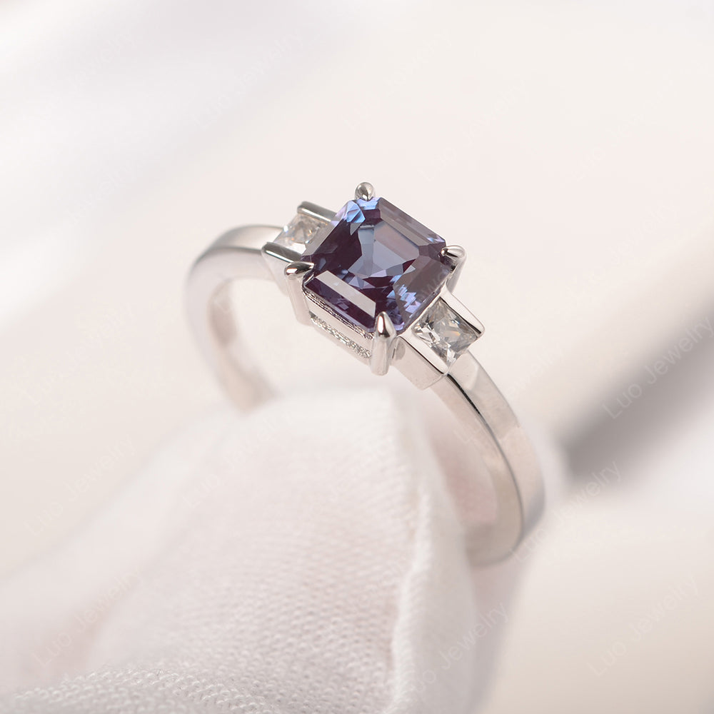 Alexandrite Engagement Ring Asscher Cut Ring - LUO Jewelry