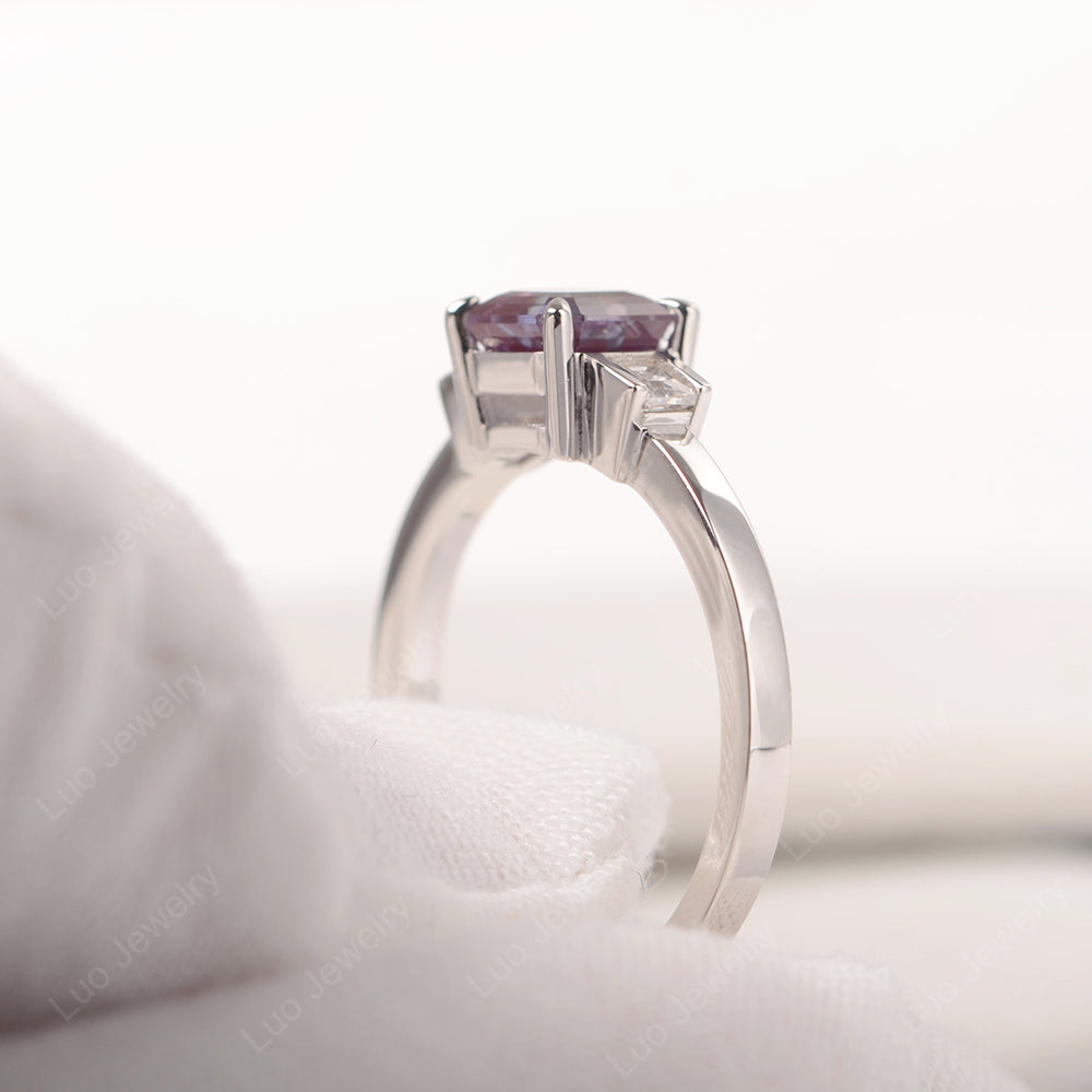 Alexandrite Engagement Ring Asscher Cut Ring - LUO Jewelry