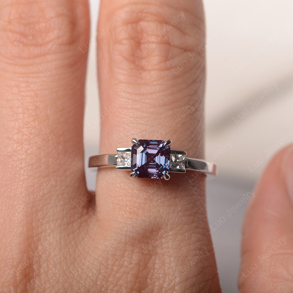 Alexandrite Engagement Ring Asscher Cut Ring - LUO Jewelry