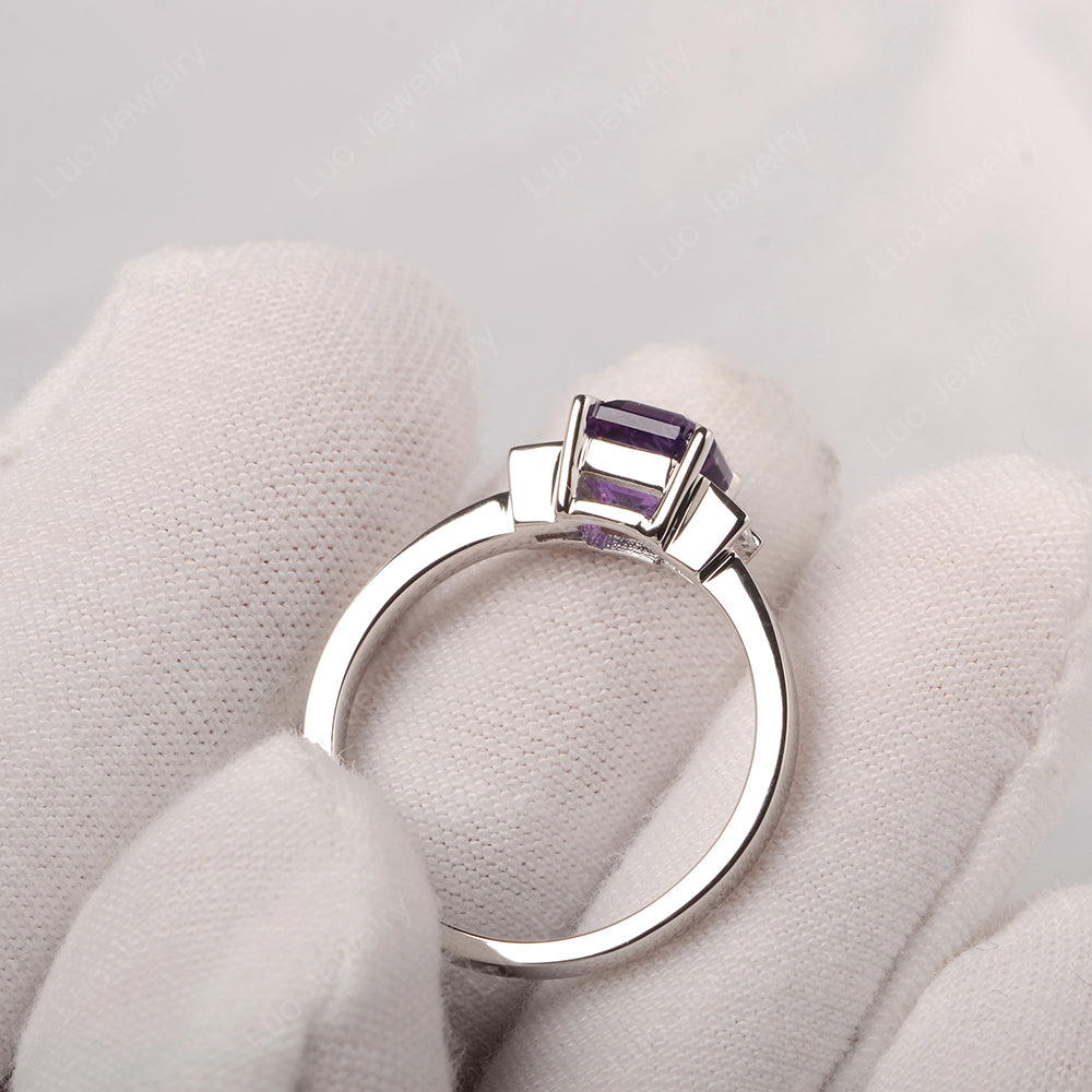 Amethyst Engagement Ring Asscher Cut Ring - LUO Jewelry