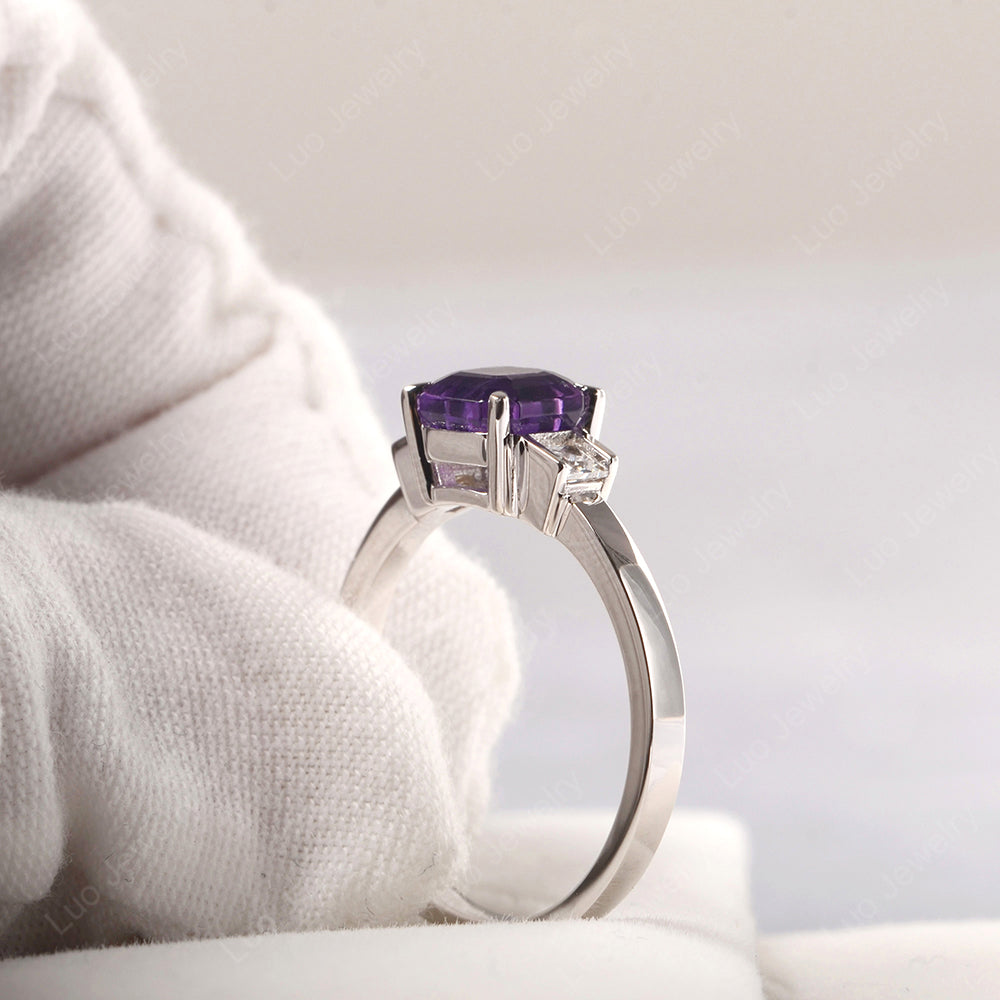 Amethyst Engagement Ring Asscher Cut Ring - LUO Jewelry