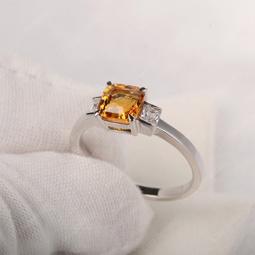 Citrine Engagement Ring Asscher Cut Ring - LUO Jewelry