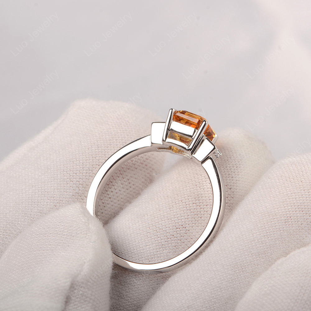Citrine Engagement Ring Asscher Cut Ring - LUO Jewelry