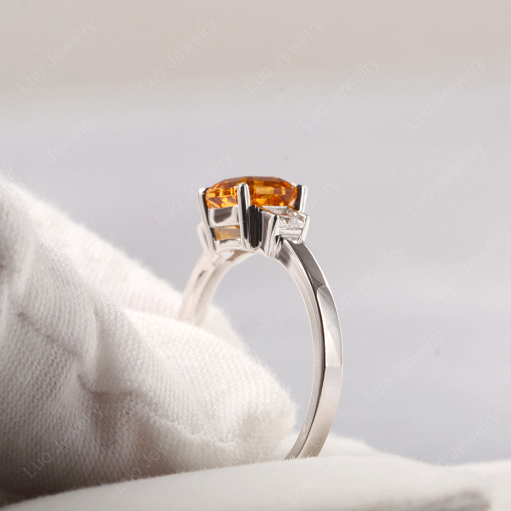 Citrine Engagement Ring Asscher Cut Ring - LUO Jewelry