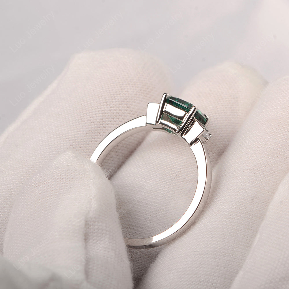 Lab Emerald Engagement Ring Asscher Cut Ring - LUO Jewelry