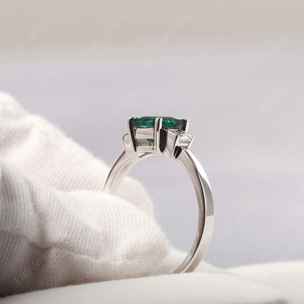 Lab Emerald Engagement Ring Asscher Cut Ring - LUO Jewelry