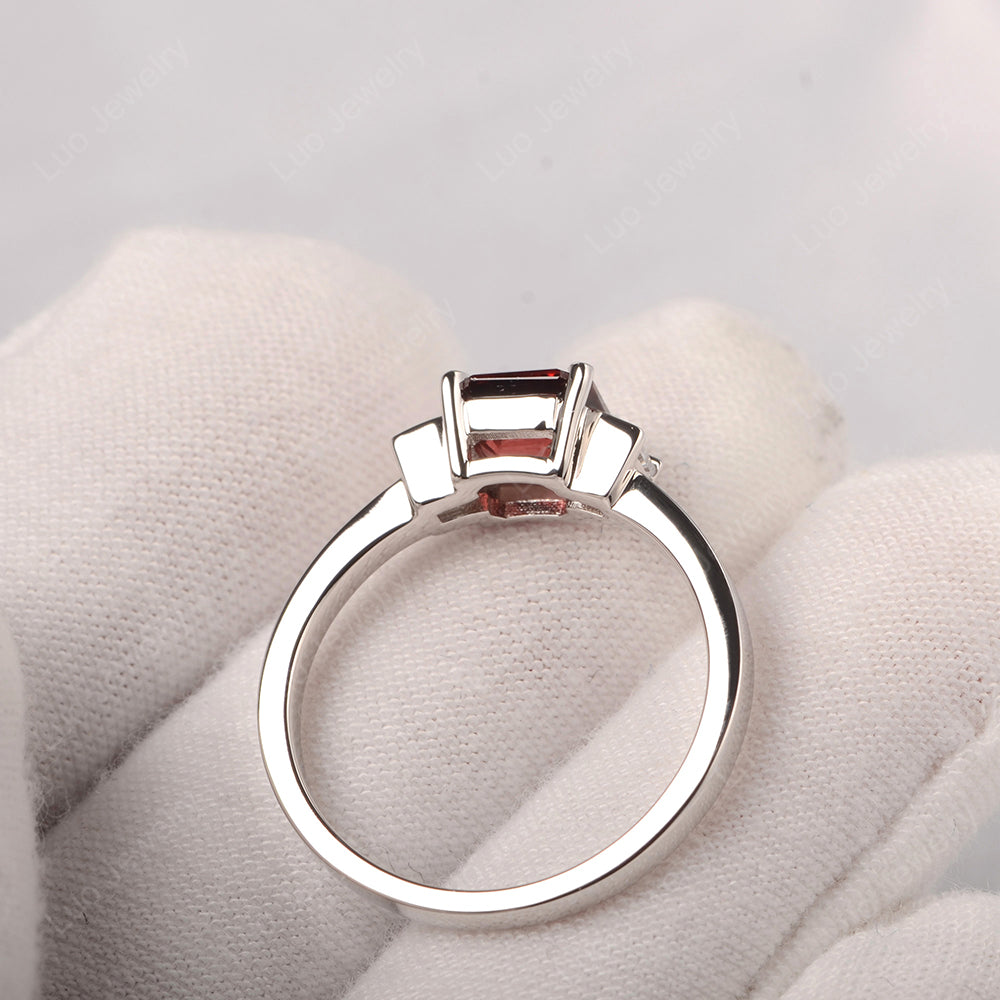 Garnet Engagement Ring Asscher Cut Ring - LUO Jewelry