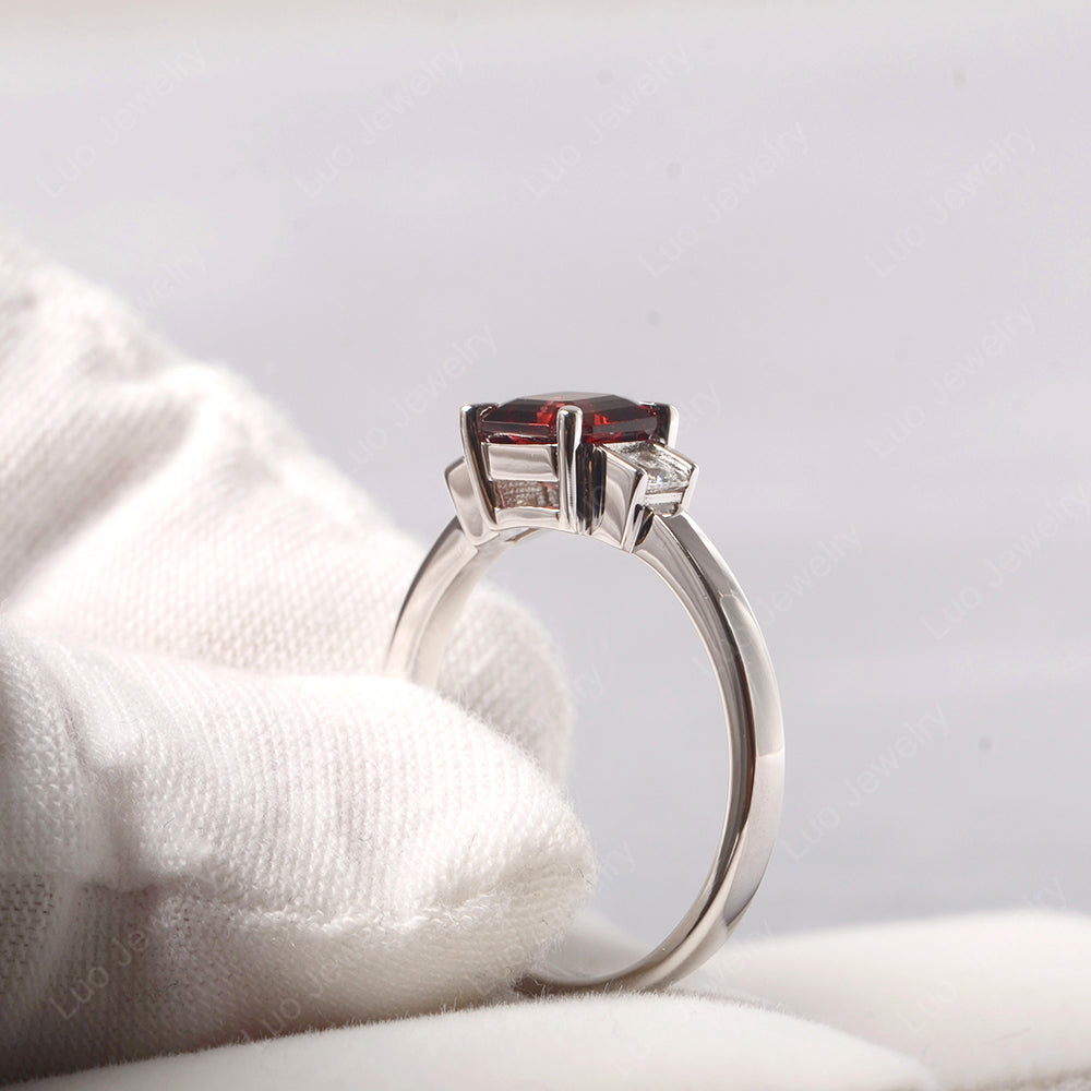Garnet Engagement Ring Asscher Cut Ring - LUO Jewelry