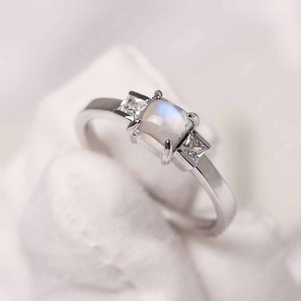 Moonstone Engagement Ring Asscher Cut Ring - LUO Jewelry