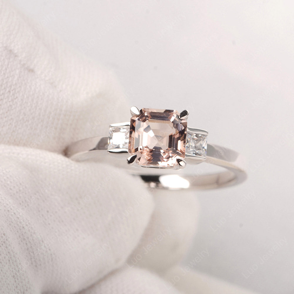 Morganite Engagement Ring Asscher Cut Ring - LUO Jewelry