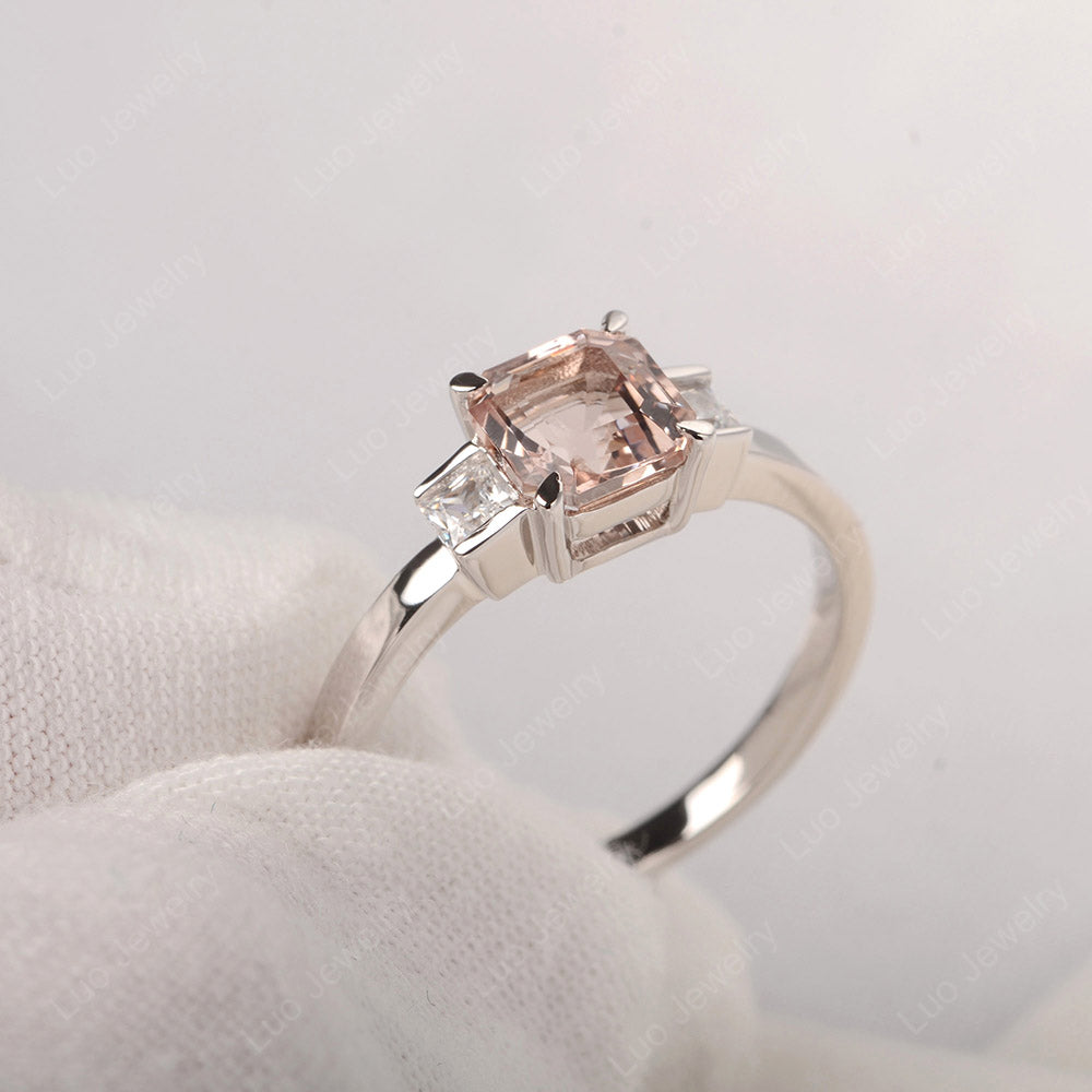 Morganite Engagement Ring Asscher Cut Ring - LUO Jewelry