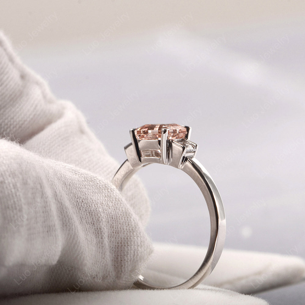 Morganite Engagement Ring Asscher Cut Ring - LUO Jewelry