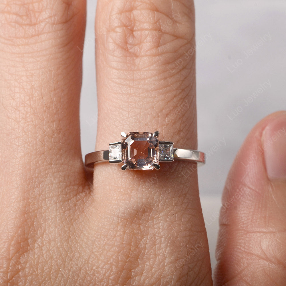 Morganite Engagement Ring Asscher Cut Ring - LUO Jewelry