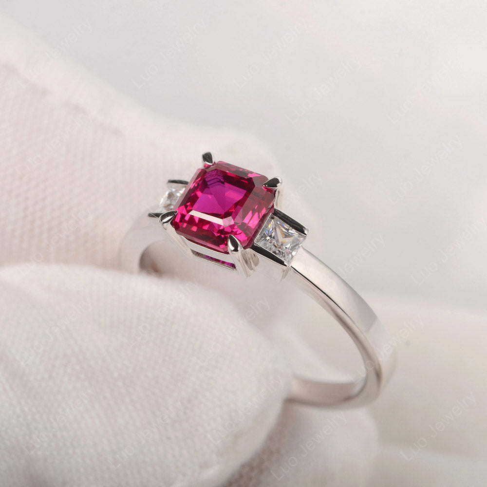 Ruby Engagement Ring Asscher Cut Ring - LUO Jewelry