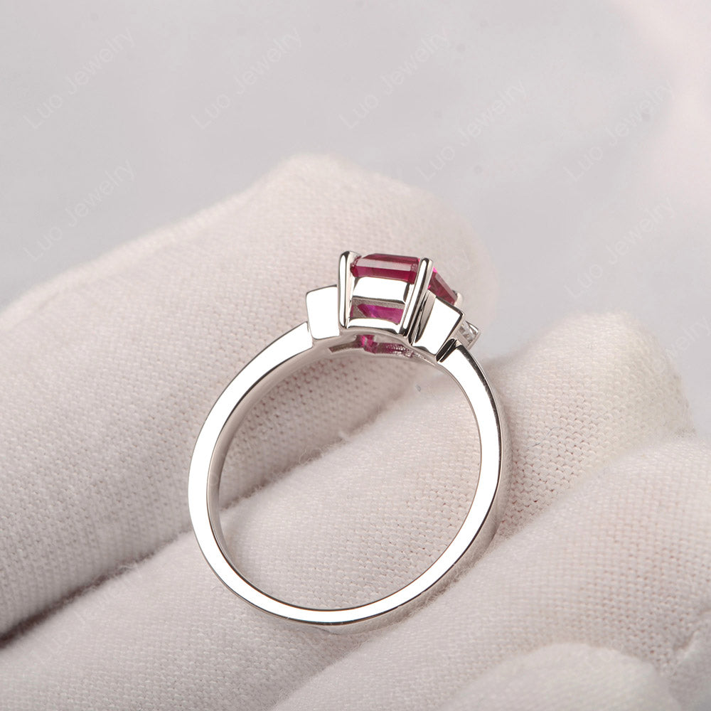 Ruby Engagement Ring Asscher Cut Ring - LUO Jewelry