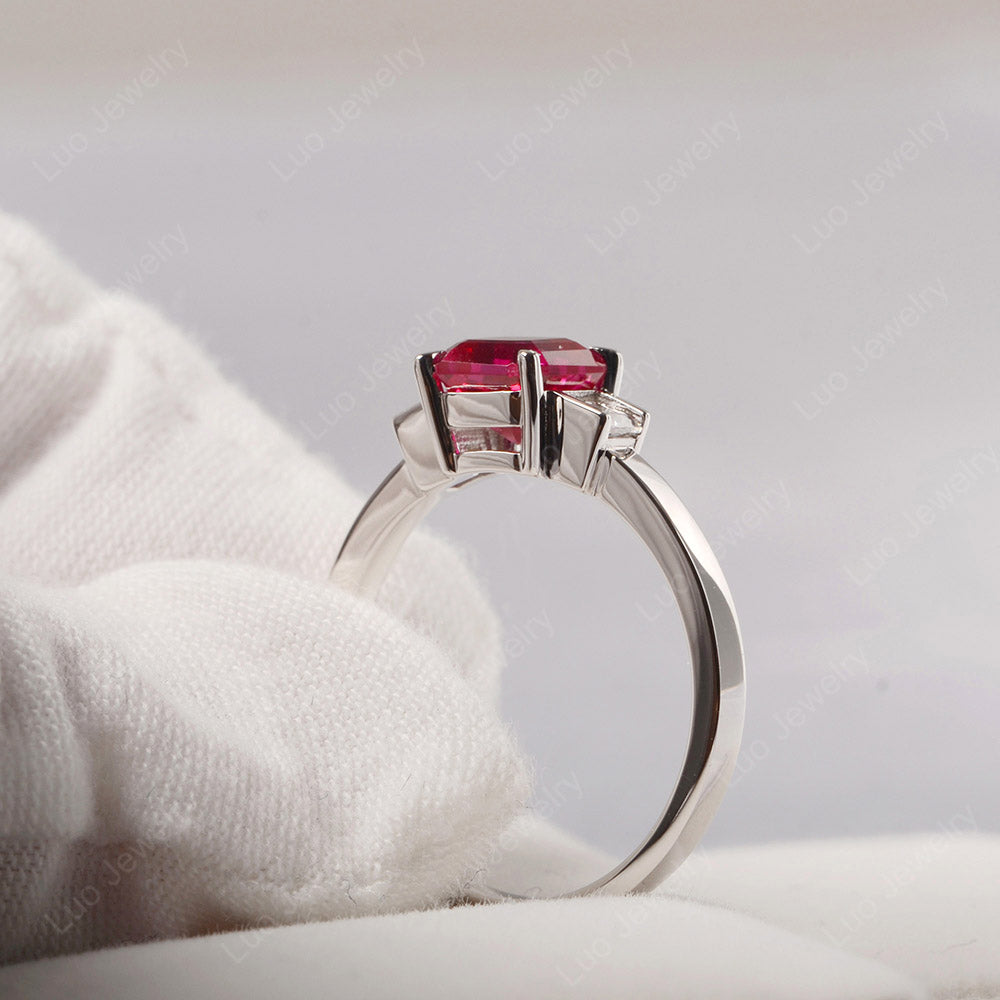 Ruby Engagement Ring Asscher Cut Ring - LUO Jewelry