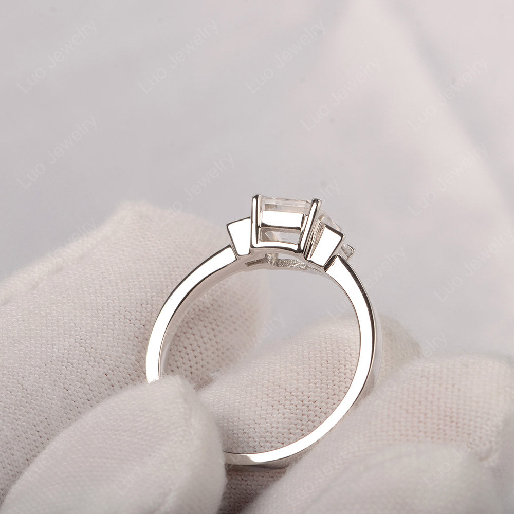 White Topaz Engagement Ring Asscher Cut Ring - LUO Jewelry