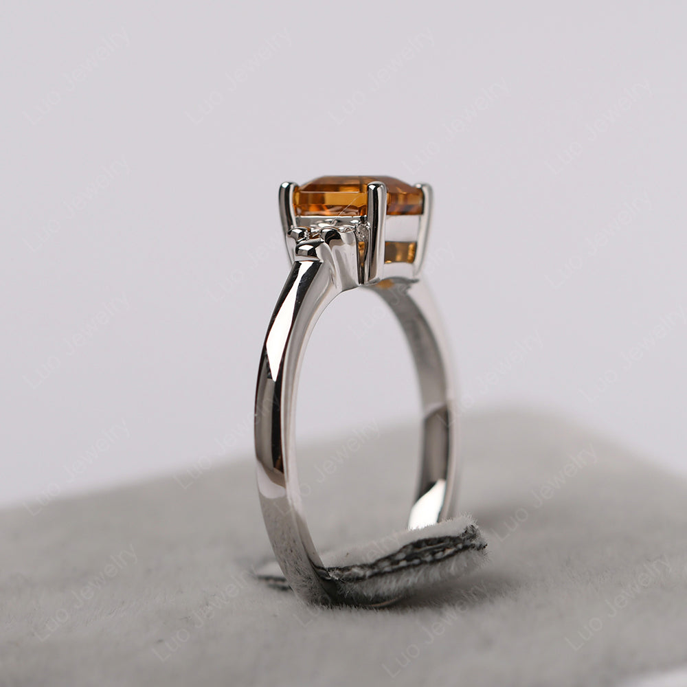 Asscher Cut Citrine Art Deco Solitaire Ring - LUO Jewelry
