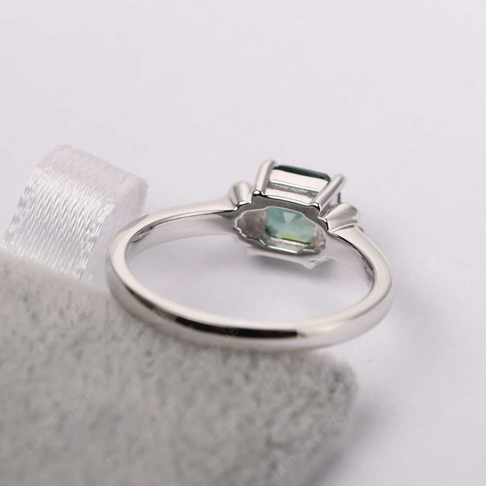 Asscher Cut Green Sapphire Art Deco Solitaire Ring - LUO Jewelry