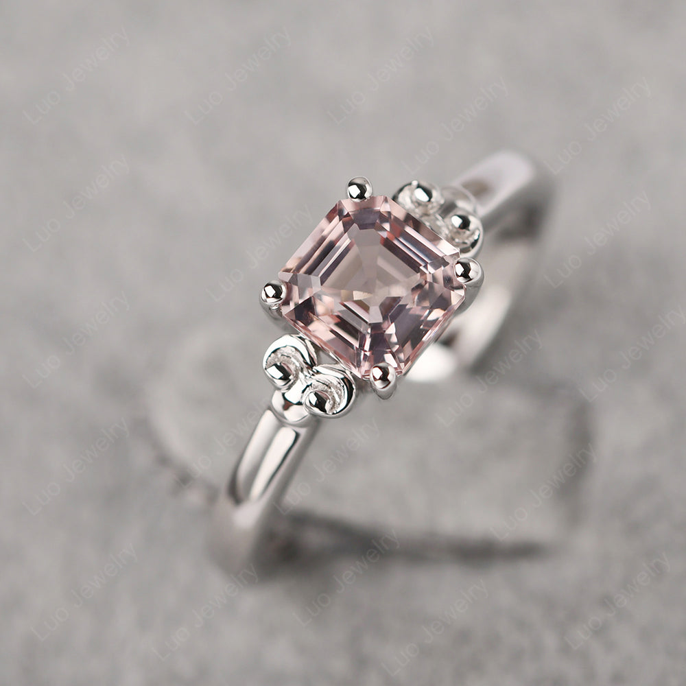 Asscher Cut Morganite Art Deco Solitaire Ring - LUO Jewelry