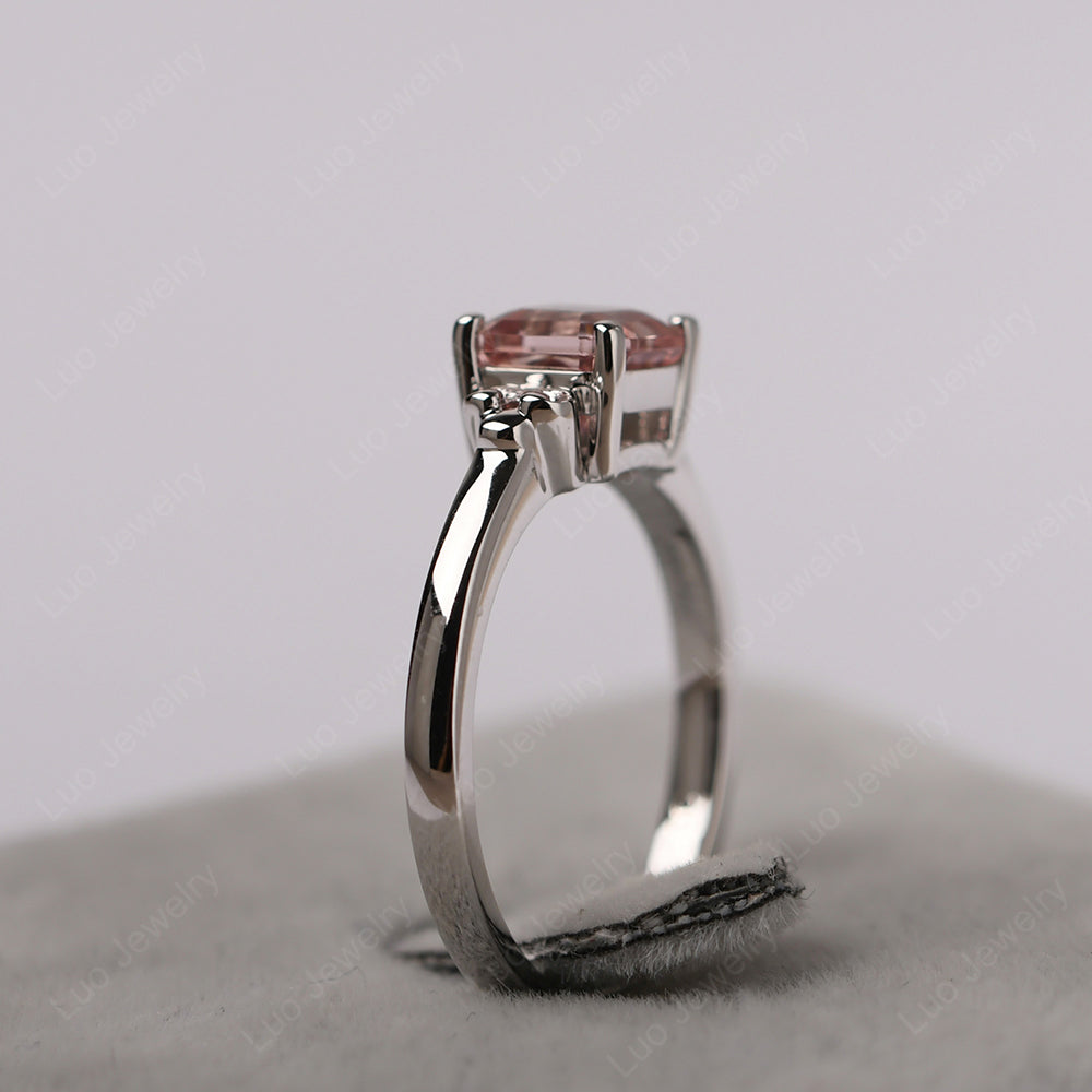 Asscher Cut Morganite Art Deco Solitaire Ring - LUO Jewelry