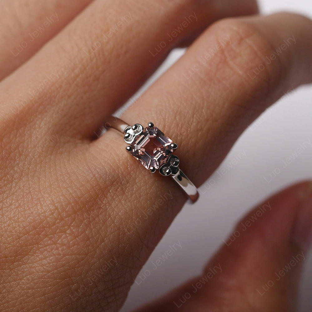 Asscher Cut Morganite Art Deco Solitaire Ring - LUO Jewelry