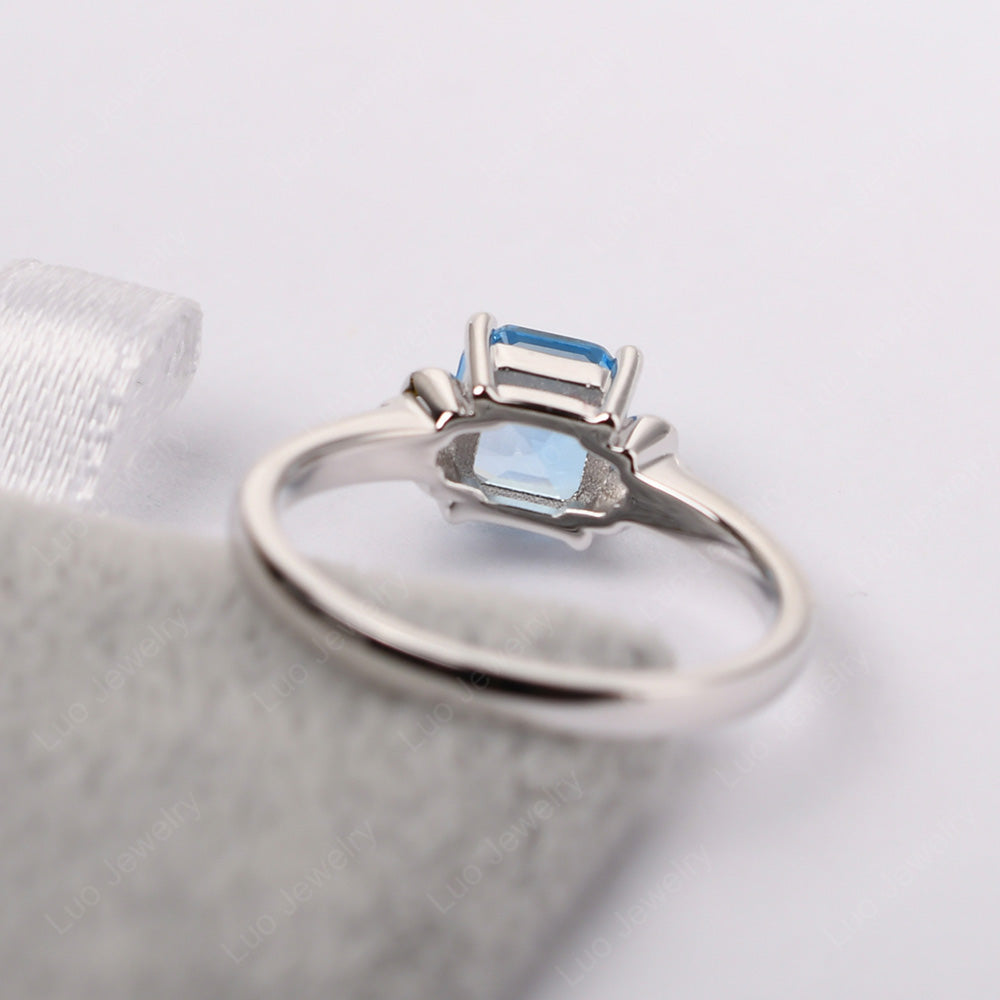 Asscher Cut Swiss Blue Topaz Art Deco Solitaire Ring - LUO Jewelry