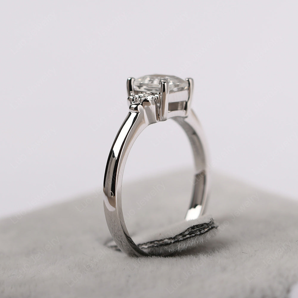 Asscher Cut White Topaz Art Deco Solitaire Ring - LUO Jewelry