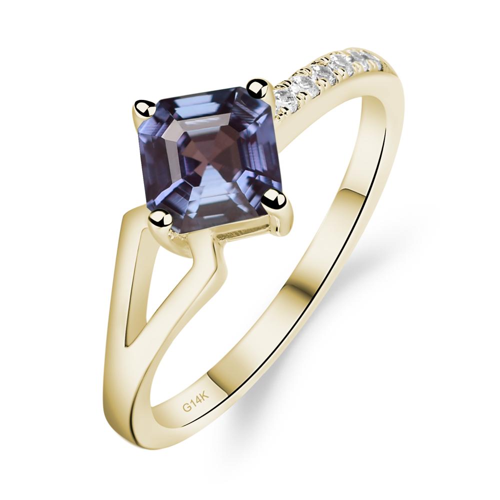 Alexandrite Ring Asscher Engagement Ring - LUO Jewelry #metal_14k yellow gold