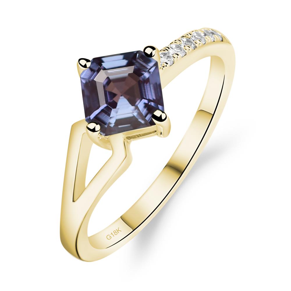Alexandrite Ring Asscher Engagement Ring - LUO Jewelry #metal_18k yellow gold