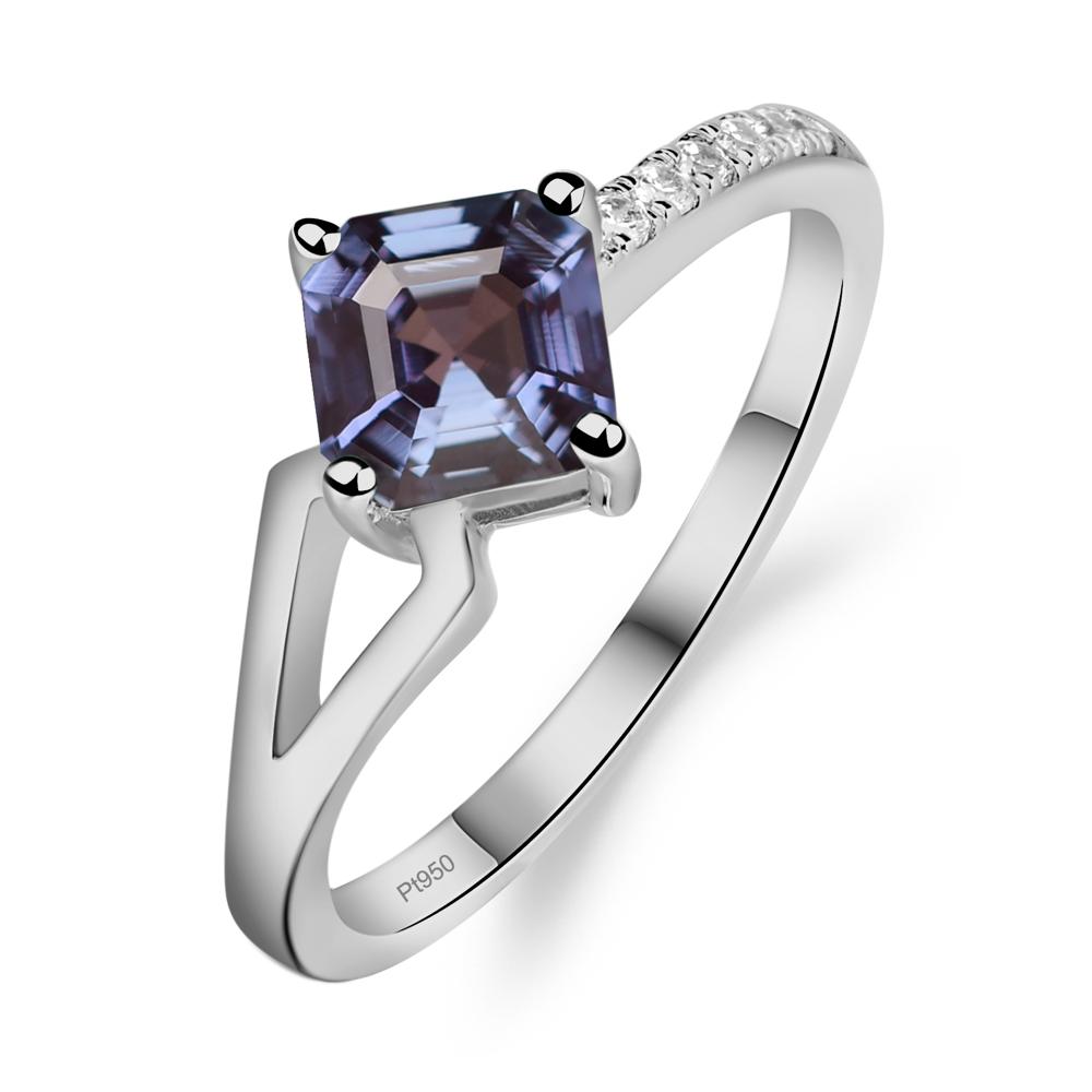 Alexandrite Ring Asscher Engagement Ring - LUO Jewelry #metal_platinum