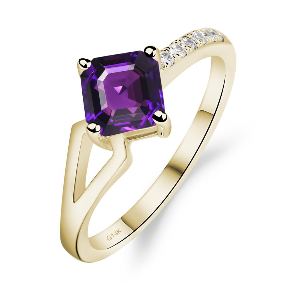 Amethyst Ring Asscher Engagement Ring - LUO Jewelry #metal_14k yellow gold