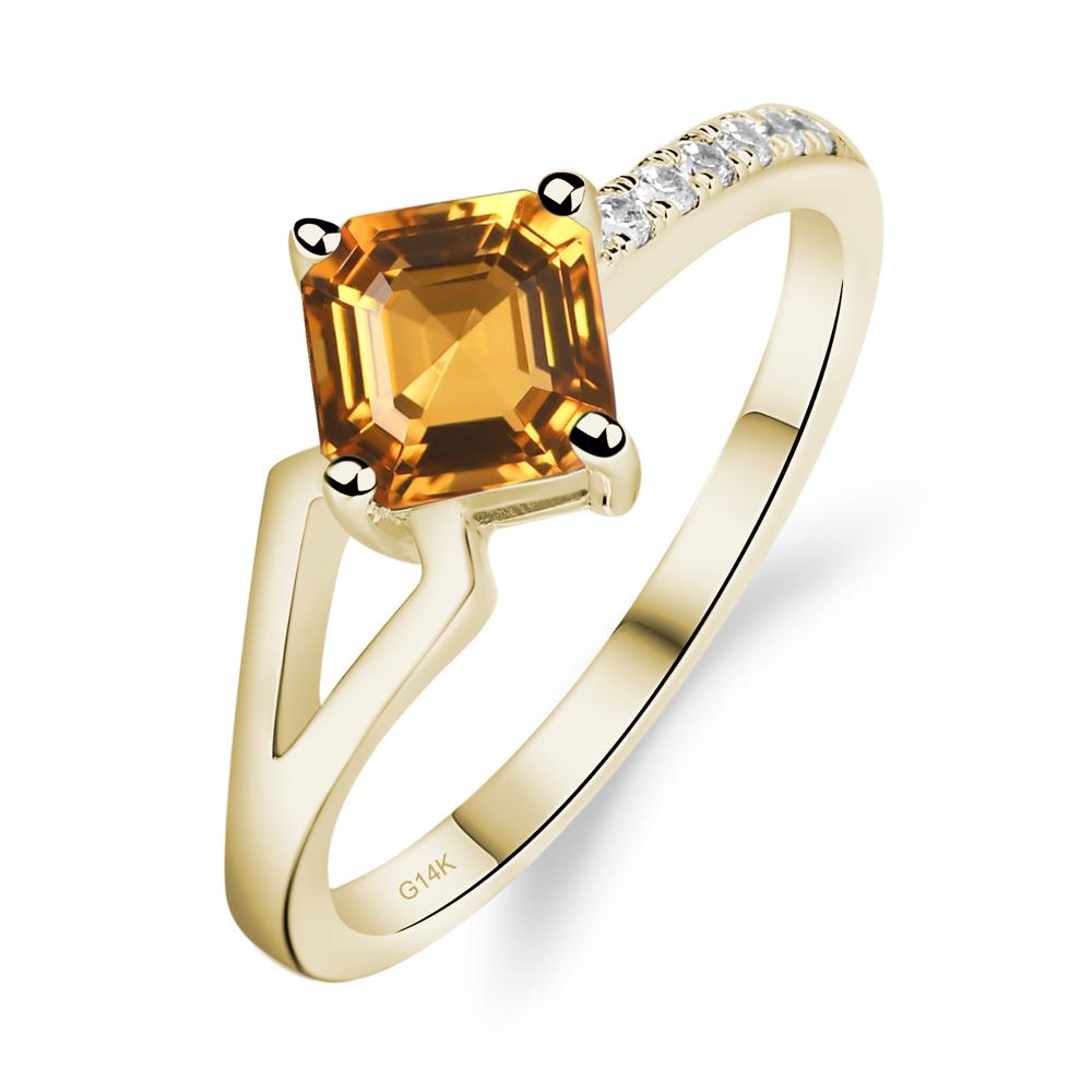 Citrine Ring Asscher Engagement Ring - LUO Jewelry #metal_14k yellow gold