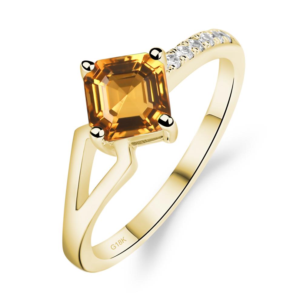 Citrine Ring Asscher Engagement Ring - LUO Jewelry #metal_18k yellow gold