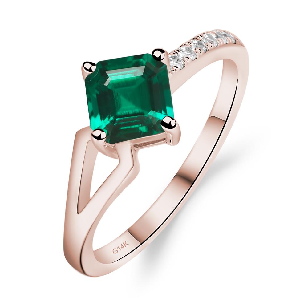 Emerald Ring Asscher Engagement Ring - LUO Jewelry #metal_14k rose gold