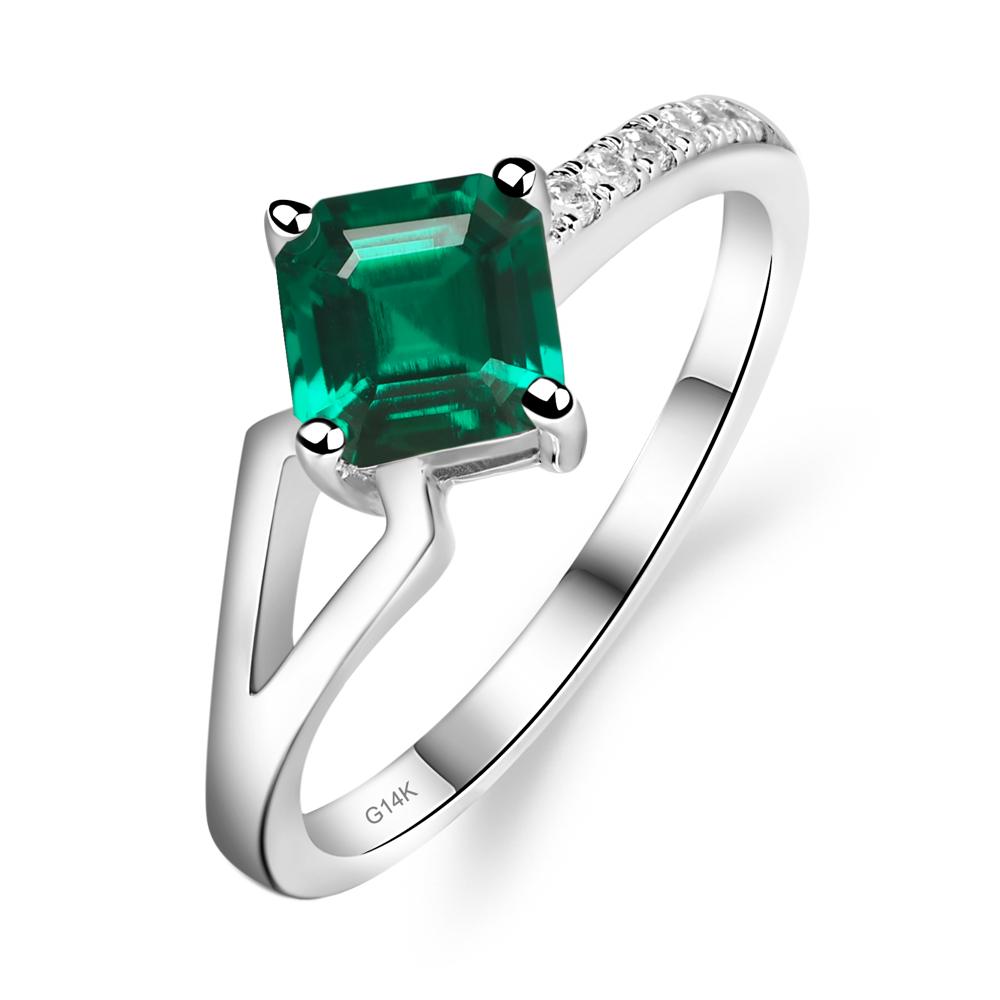 Emerald Ring Asscher Engagement Ring - LUO Jewelry #metal_14k white gold