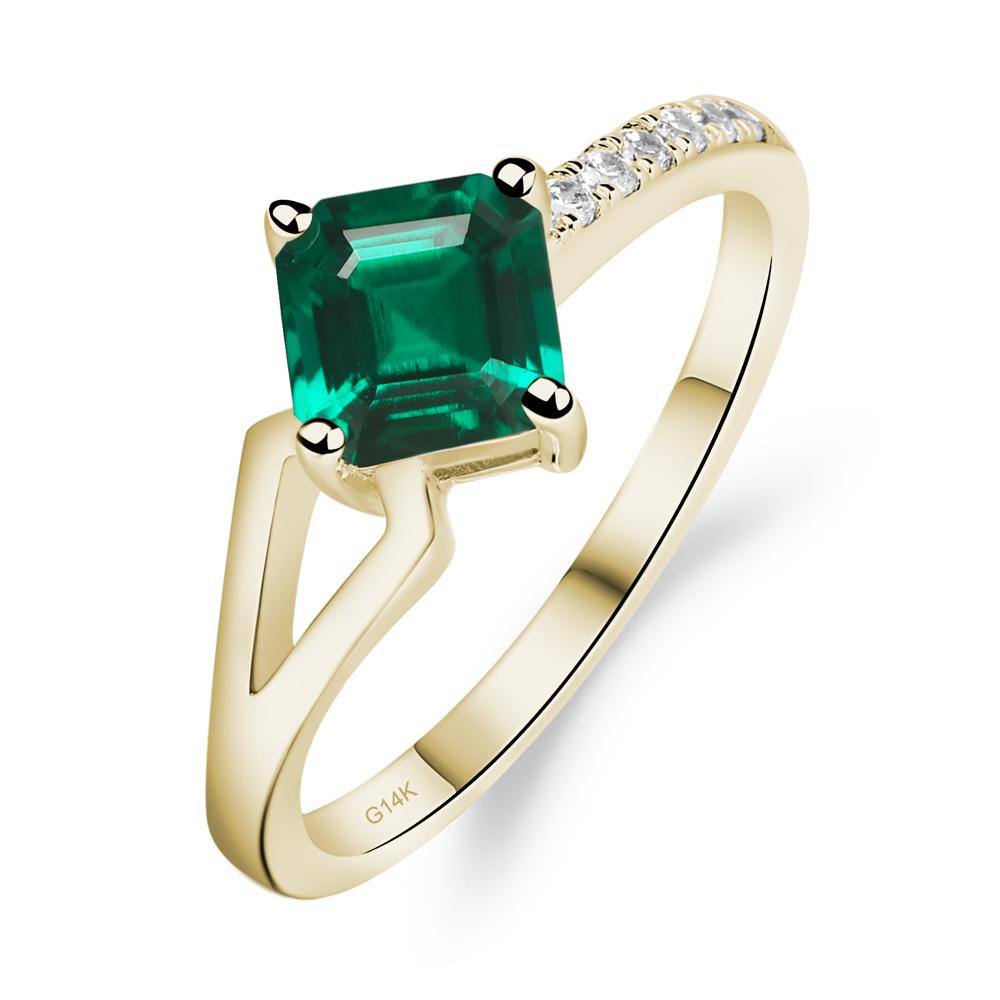 Emerald Ring Asscher Engagement Ring - LUO Jewelry #metal_14k yellow gold