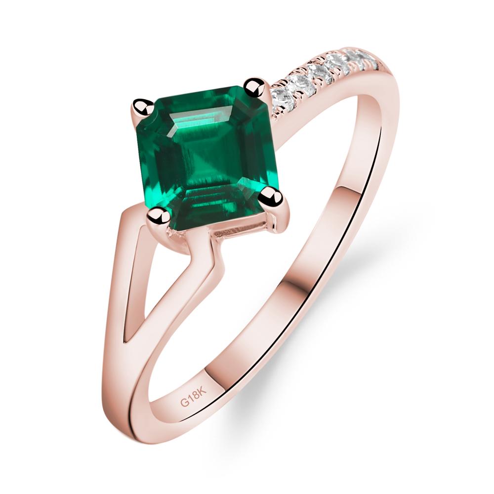 Emerald Ring Asscher Engagement Ring - LUO Jewelry #metal_18k rose gold
