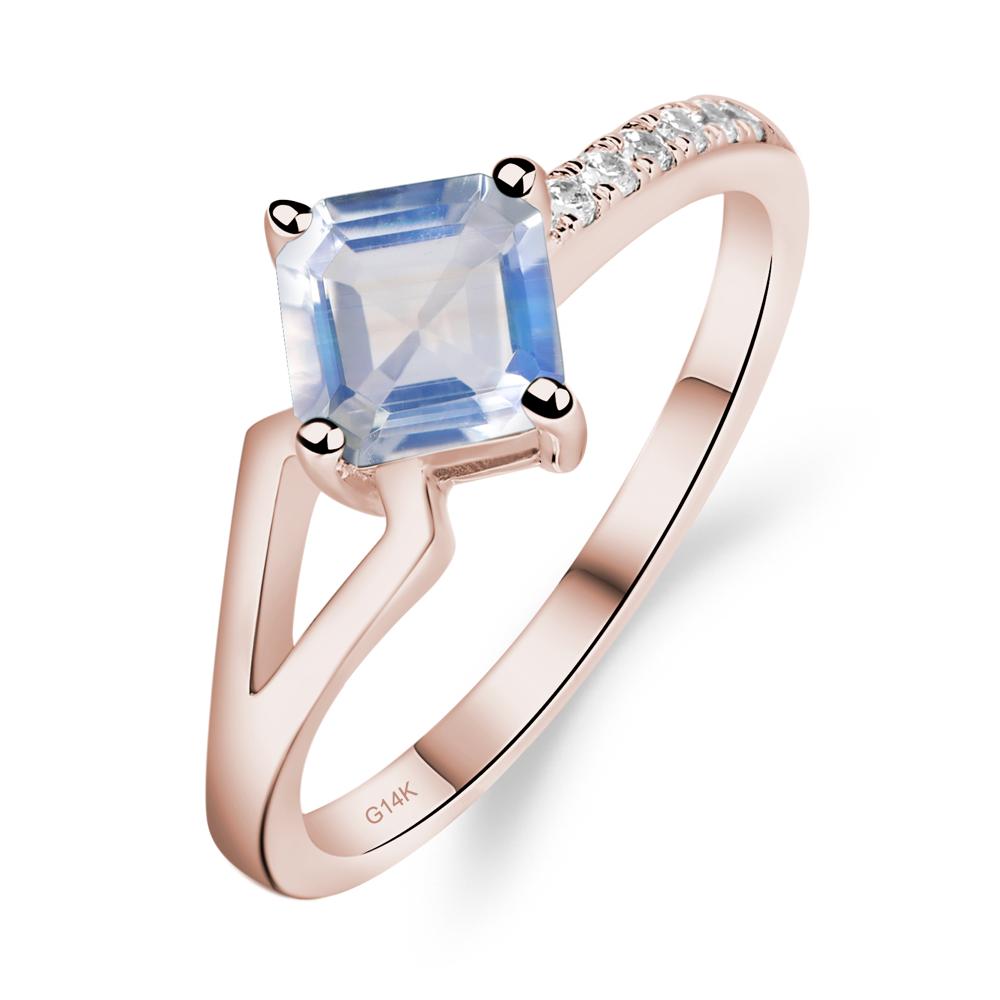 Moonstone Ring Asscher Engagement Ring - LUO Jewelry #metal_14k rose gold