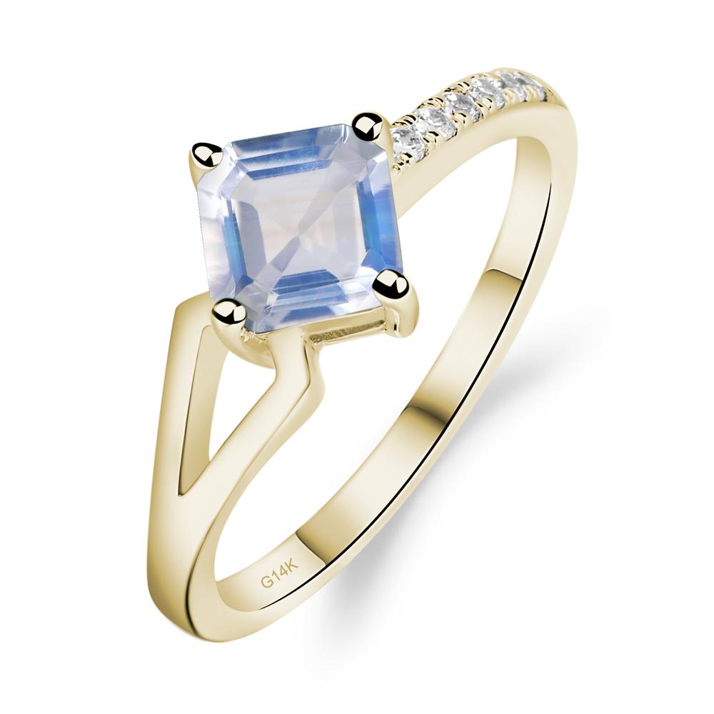 Moonstone Ring Asscher Engagement Ring - LUO Jewelry #metal_14k yellow gold