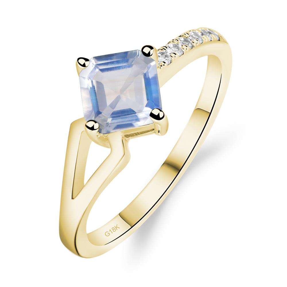 Moonstone Ring Asscher Engagement Ring - LUO Jewelry #metal_18k yellow gold