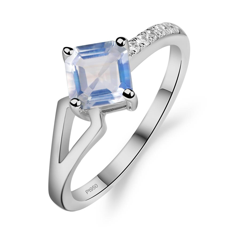 Moonstone Ring Asscher Engagement Ring - LUO Jewelry #metal_platinum