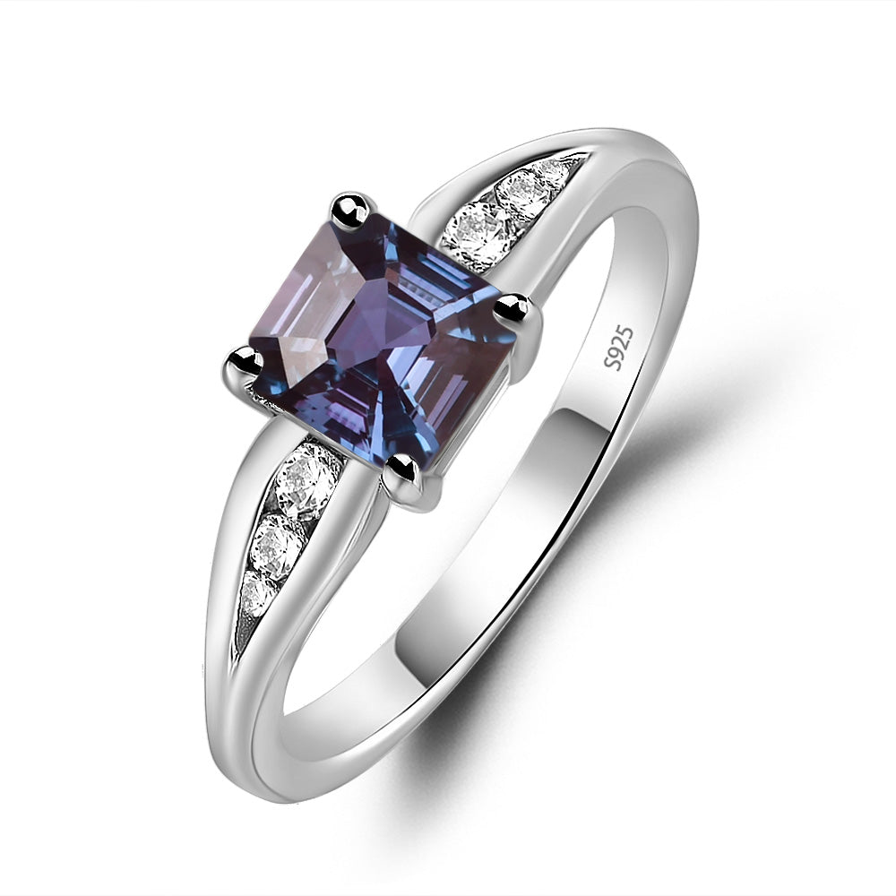 Alexandrite Gold Asscher Cut Engagement Ring - LUO Jewelry