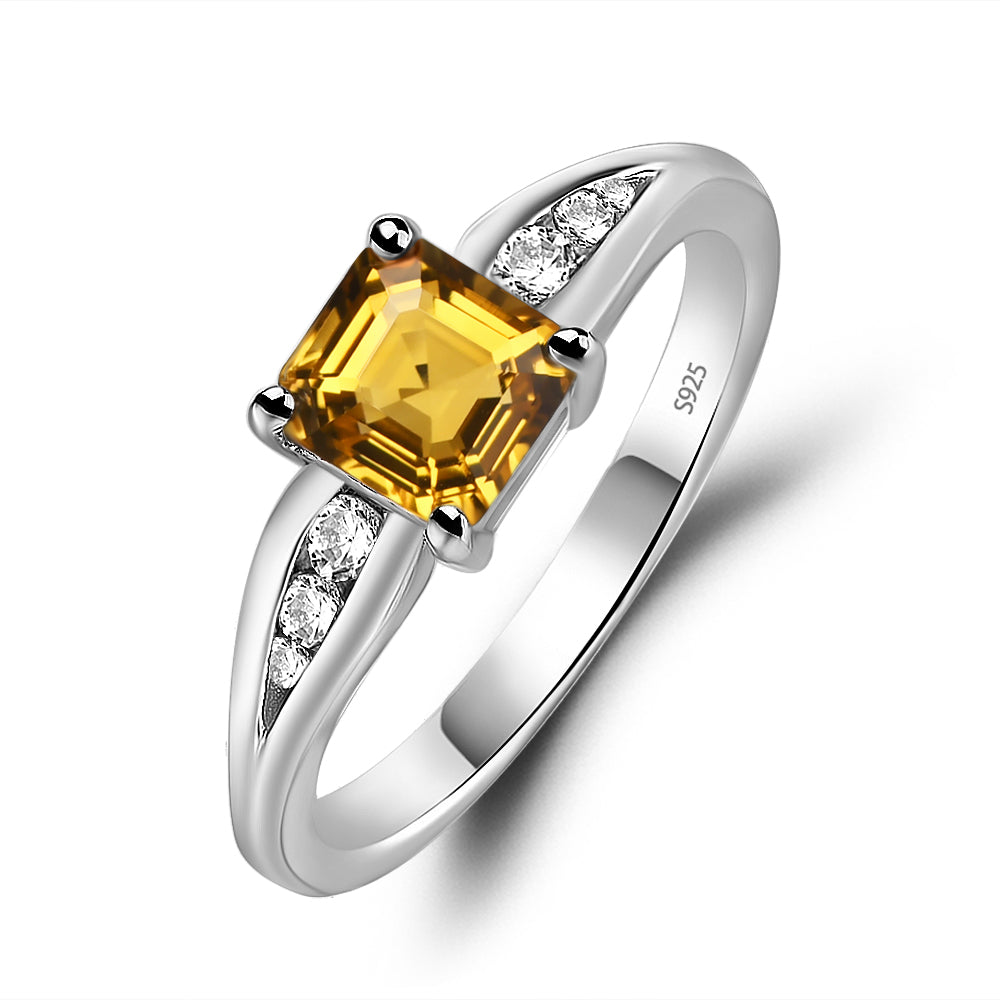 Citrine Gold Asscher Cut Engagement Ring - LUO Jewelry