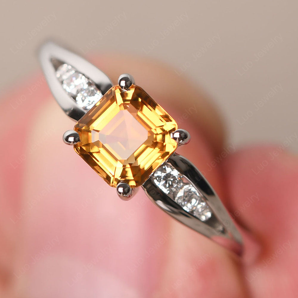 Citrine Gold Asscher Cut Engagement Ring - LUO Jewelry