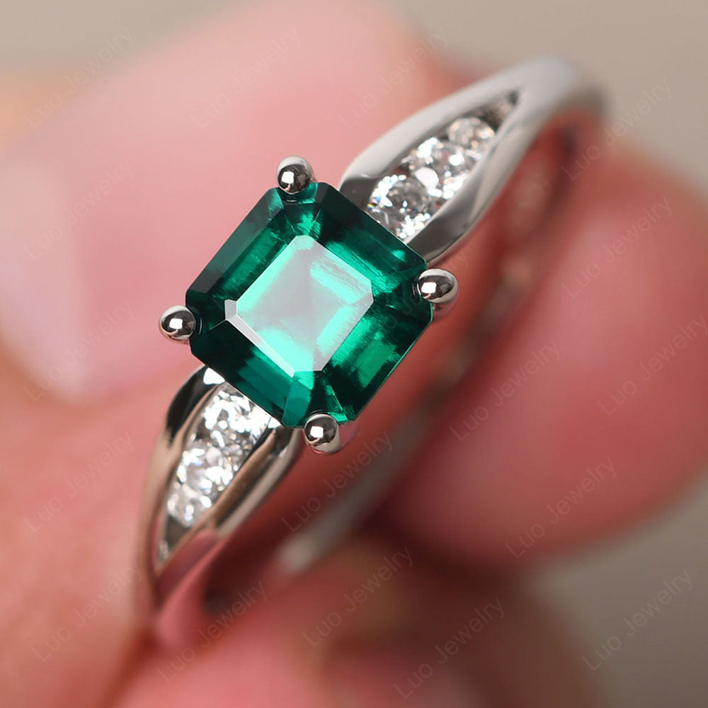 Emerald Gold Asscher Cut Engagement Ring - LUO Jewelry