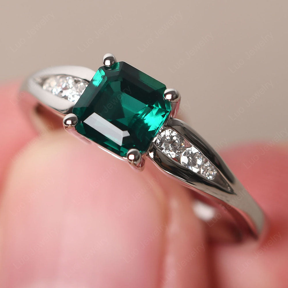 Emerald Gold Asscher Cut Engagement Ring - LUO Jewelry