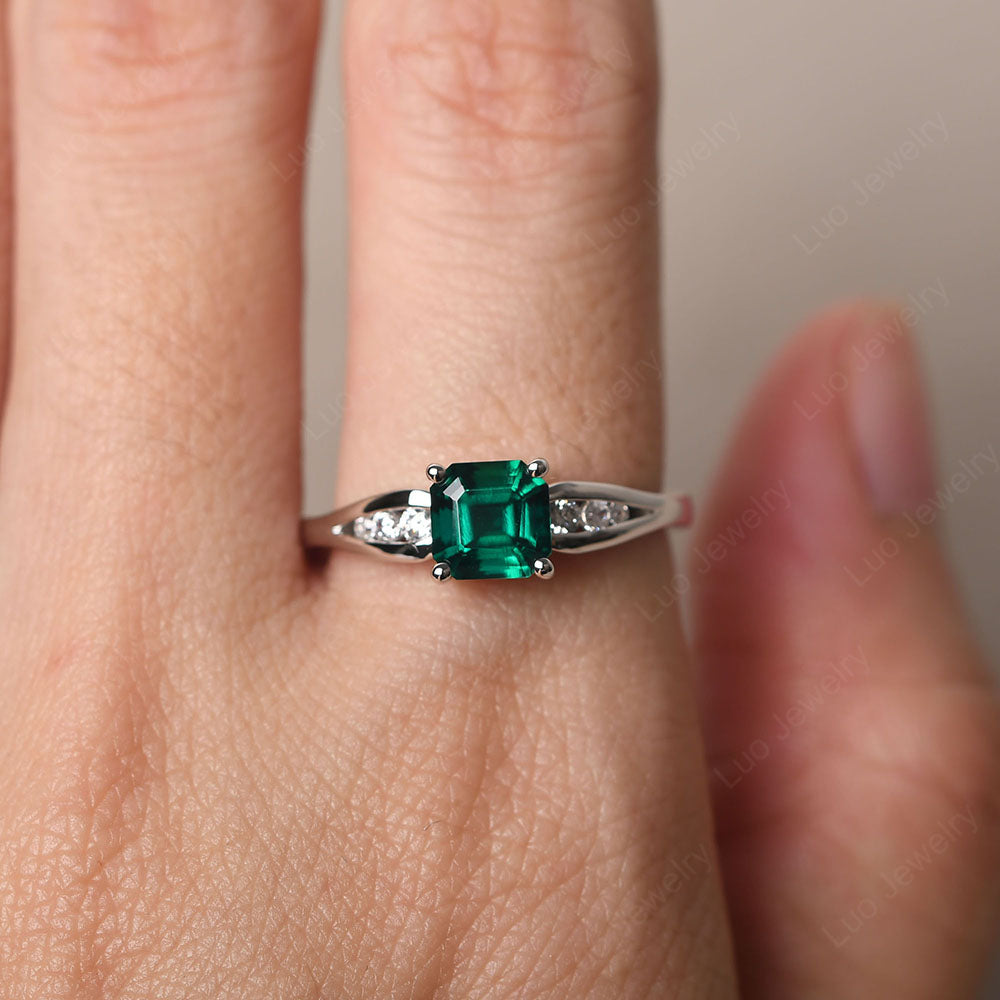 Emerald Gold Asscher Cut Engagement Ring - LUO Jewelry